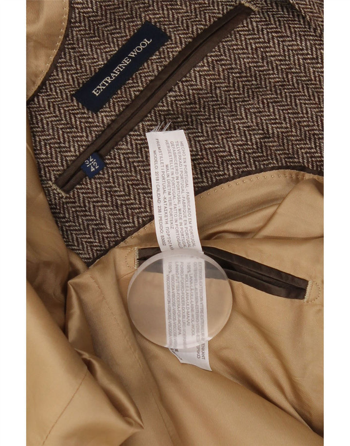 Męska marynarka zapinana na 2 guziki Massimo Dutti EU 52 w dużą brązową jodełkę