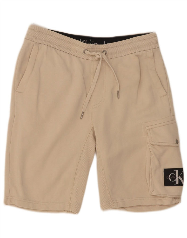 Męskie spodenki sportowe Calvin Klein Cargo, małe, złamanej bieli, bawełniane