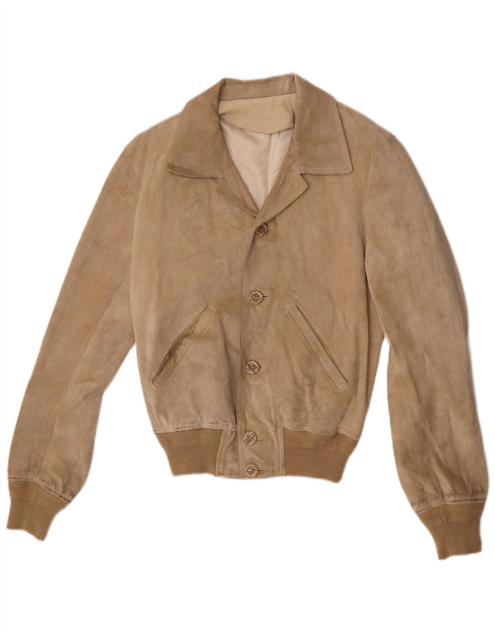 Vintage damska zamszowa kurtka bomber IT 48 XL beżowa