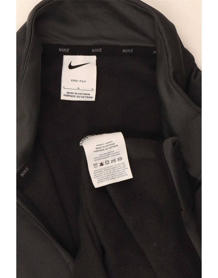 Męski dres Nike Dri Fit z zamkiem błyskawicznym i dużym szarym poliestrem