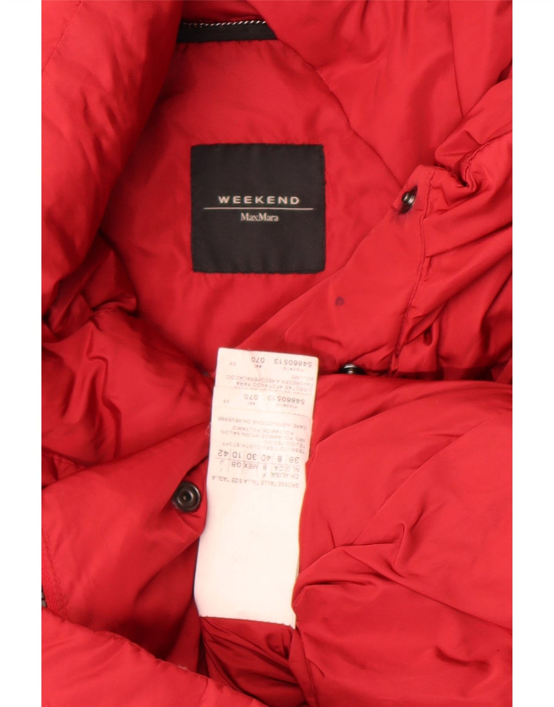 Damska kurtka weekendowa Max Mara Oversized, wyściełana UK 10, mała, czerwona nylonowa