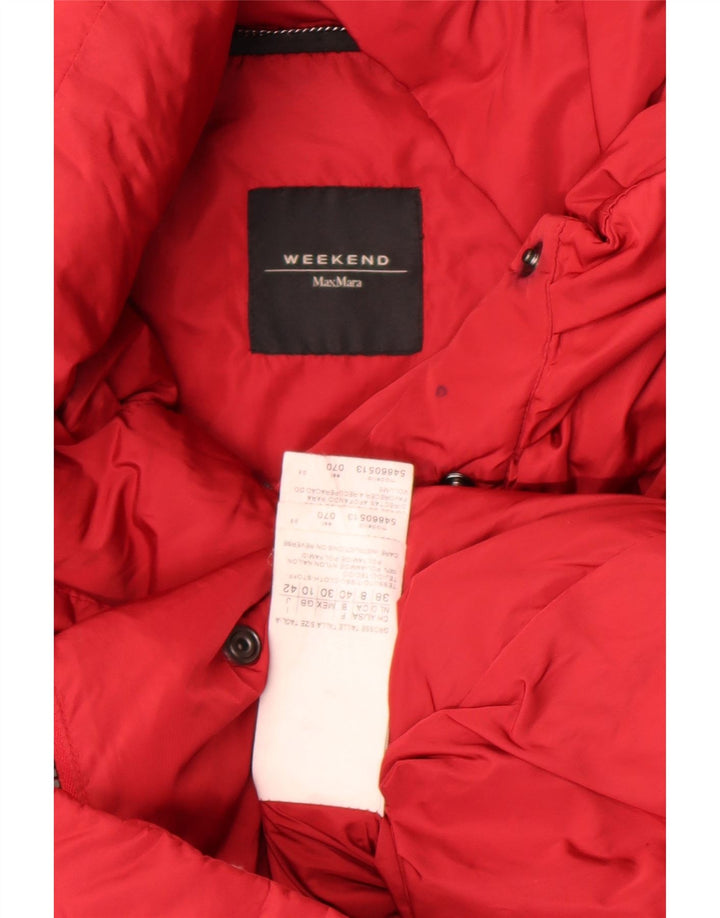Damska kurtka weekendowa Max Mara Oversized, wyściełana UK 10, mała, czerwona nylonowa