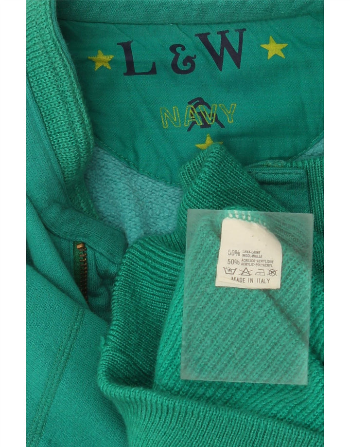 Męski sweter rozpinany VINTAGE, duży, zielony, wełniany blok kolorów