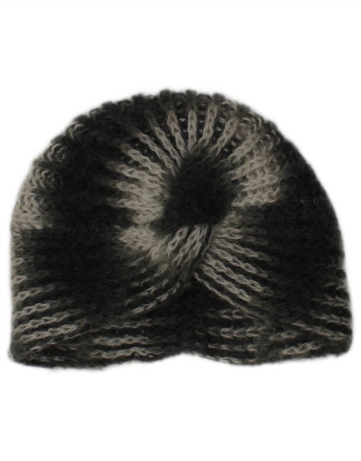 Vintage damski turban z dzianiny, jeden rozmiar, khaki, w paski