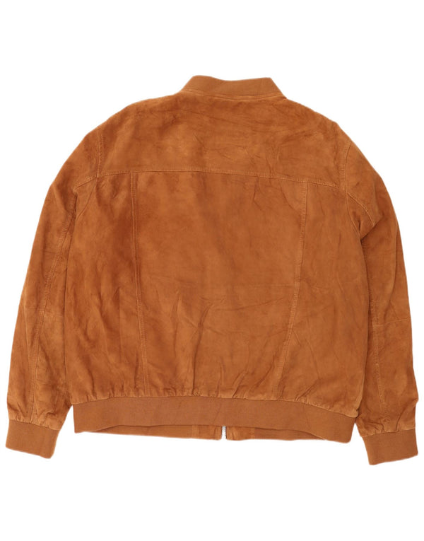 Marks & Spencer Męska zamszowa kurtka bomber UK 46 3XL brązowa skóra
