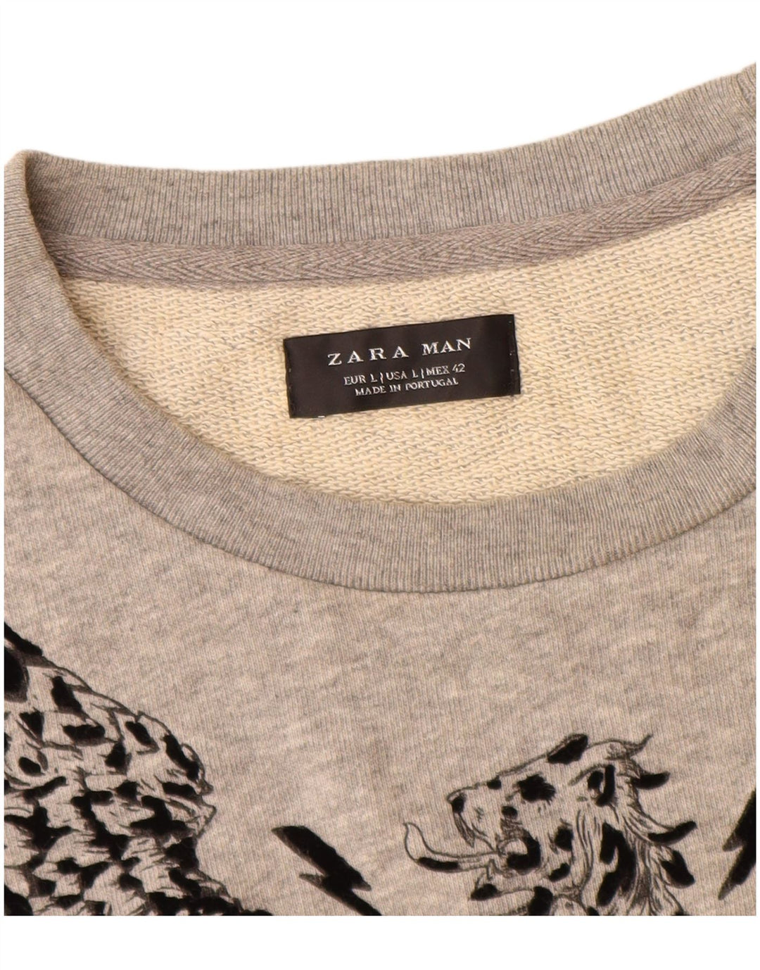 Męska bluza z grafiką Zara, duża, szara