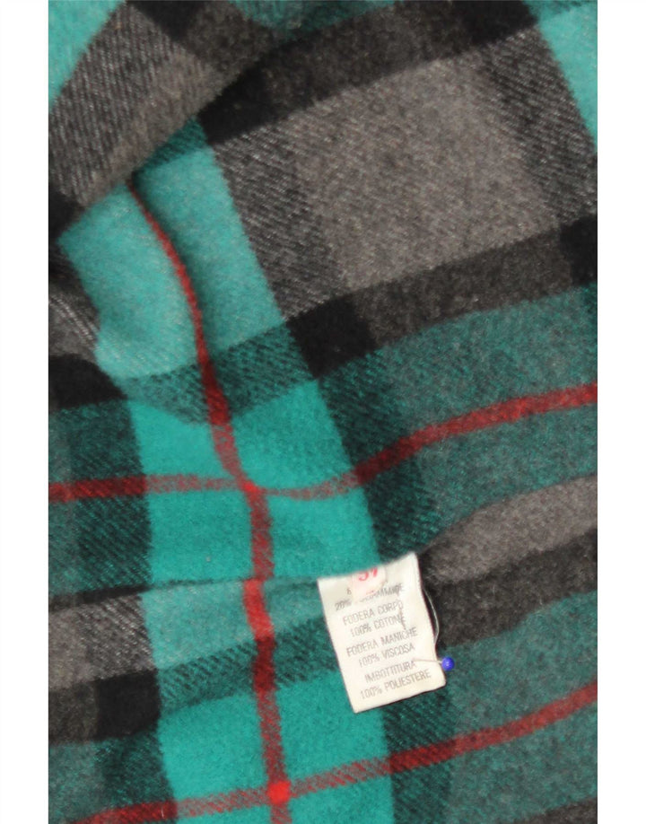 Vintage męski płaszcz z kapturem IT 46 Small Green Wełna