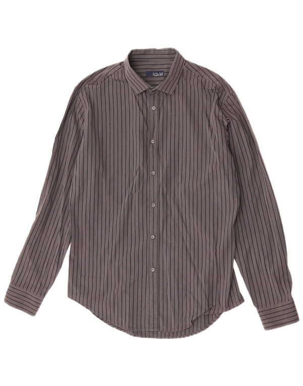 Zara Mens Shirt Large Grey Pinstripe