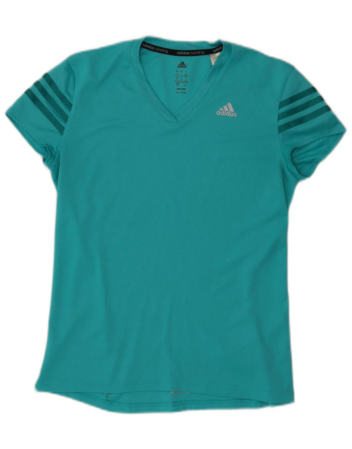 Damska koszulka Adidas Climalite Top UK 8/10 Mały turkusowy poliester