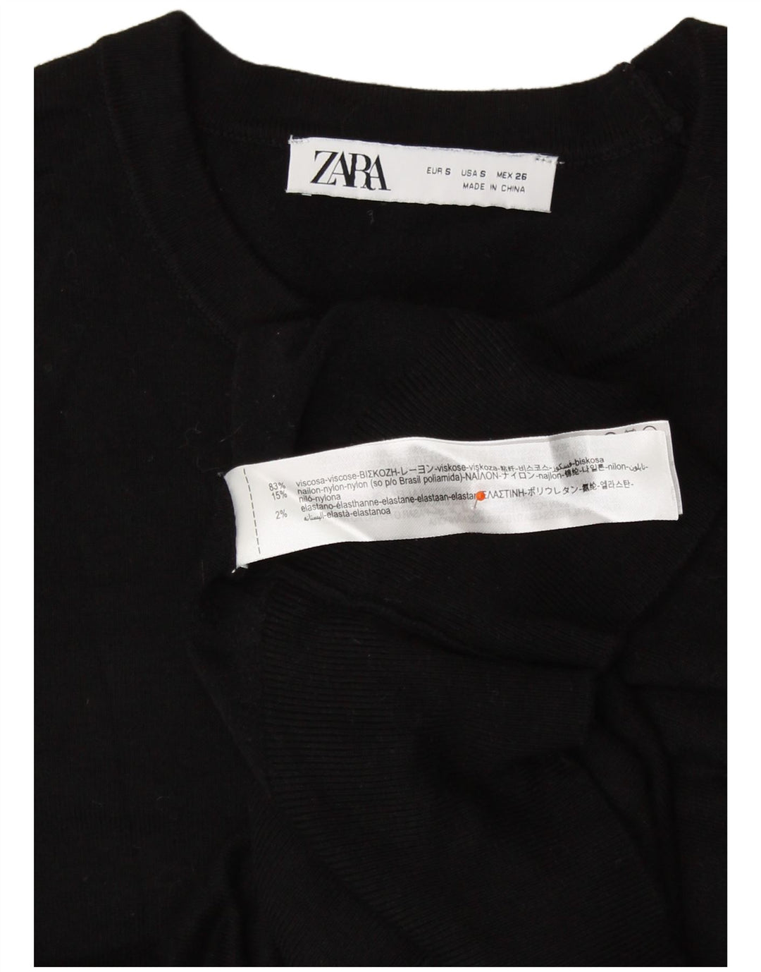 Damski sweter z okrągłym dekoltem Zara UK 10 Small Black Wiskoza