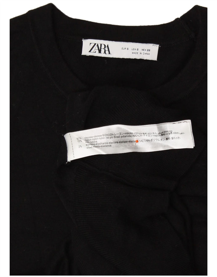 Damski sweter z okrągłym dekoltem Zara UK 10 Small Black Wiskoza