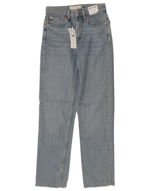 Damskie proste dżinsy Topshop W24 L28 Niebieskie bawełniane