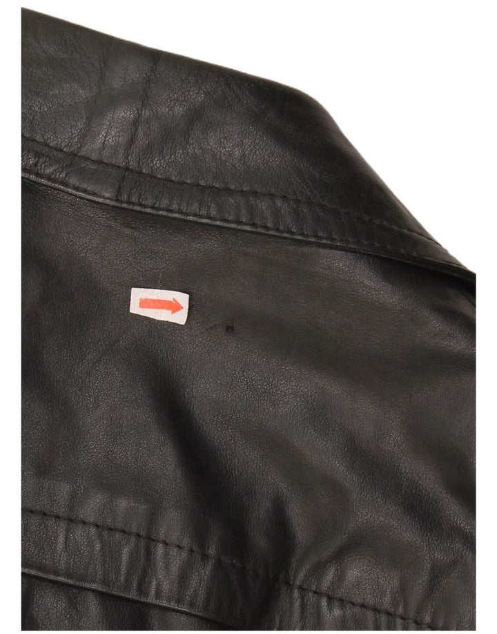 Męski płaszcz skórzany VINTAGE IT 48 Średniej czarnej skóry