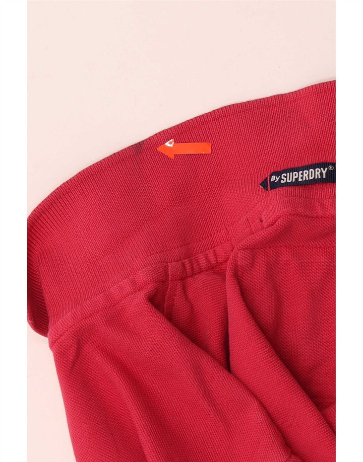 Męska koszulka polo Superdry z krótkim rękawem, średnioróżowa, bawełniana