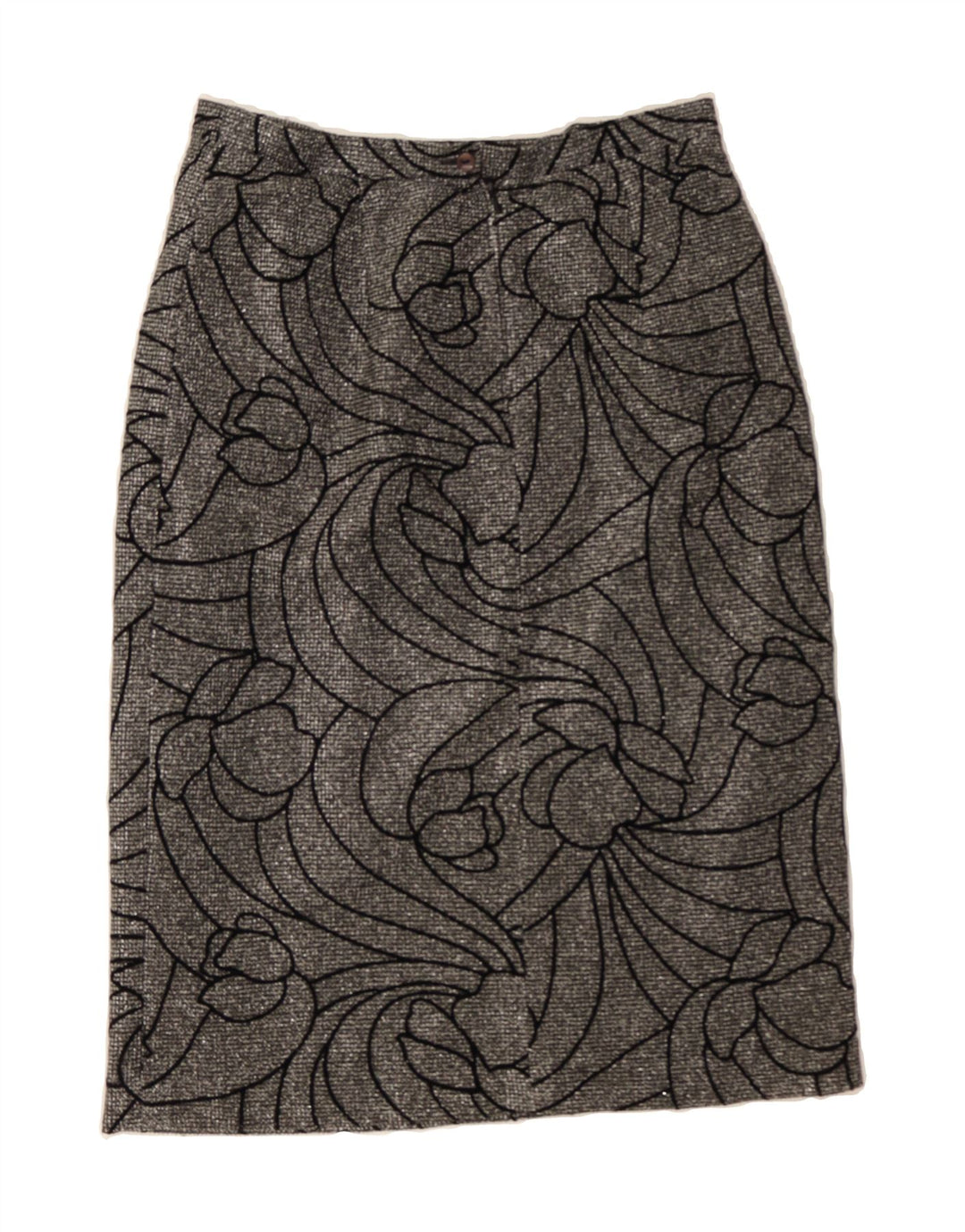 VINTAGE Womens Midi Skirt UK 14 Medium W31  Silver Floral Vintage Vintage and Second-Hand Vintage from Messina Hembry 