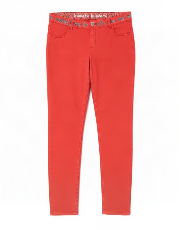 Damskie spodnie Casual Graphic Slim W34 L30 Czerwone bawełniane