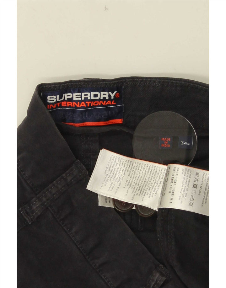 Męskie spodenki Chino Superdry W34, duże, czarne, bawełniane