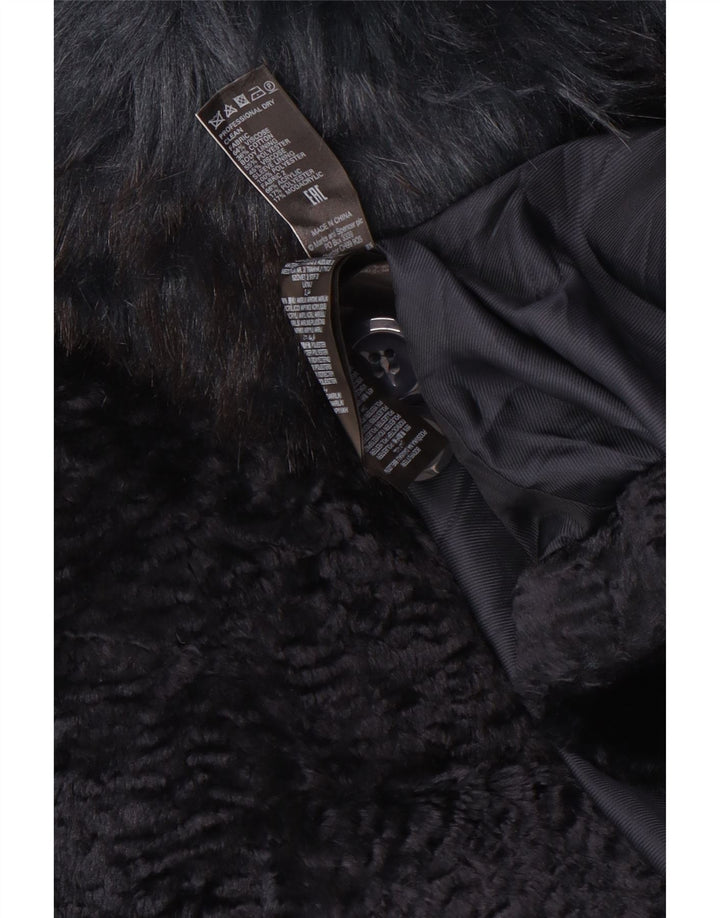 Marks & Spencer Damski płaszcz ze sztucznego futra oversize UK 14, duży, granatowy
