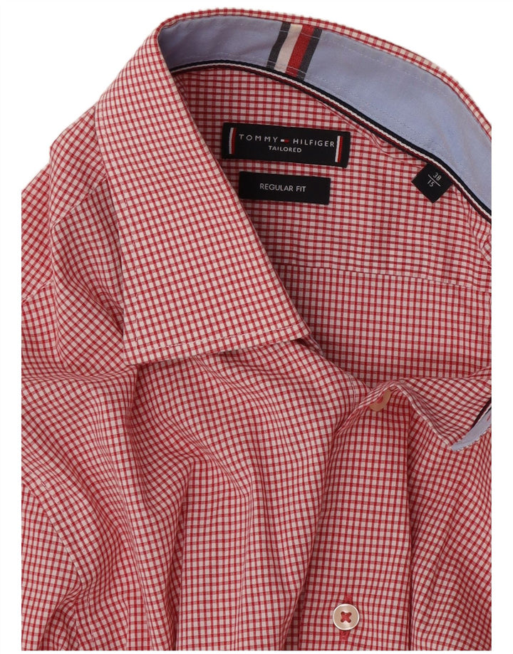 Koszula męska Tommy Hilfiger o regularnym kroju, rozmiar 38 15, średnia czerwona kratka