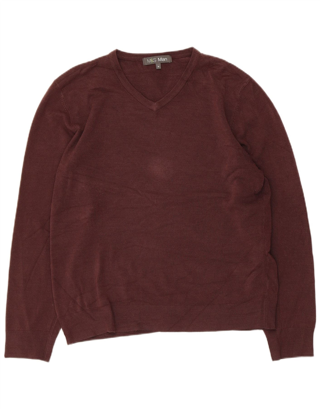 Marks & Spencer Damski sweter z dekoltem w kształcie litery V, UK 14, średni brąz, akryl