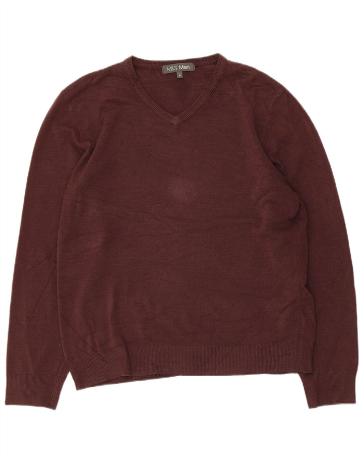 Marks & Spencer Damski sweter z dekoltem w kształcie litery V, UK 14, średni brąz, akryl