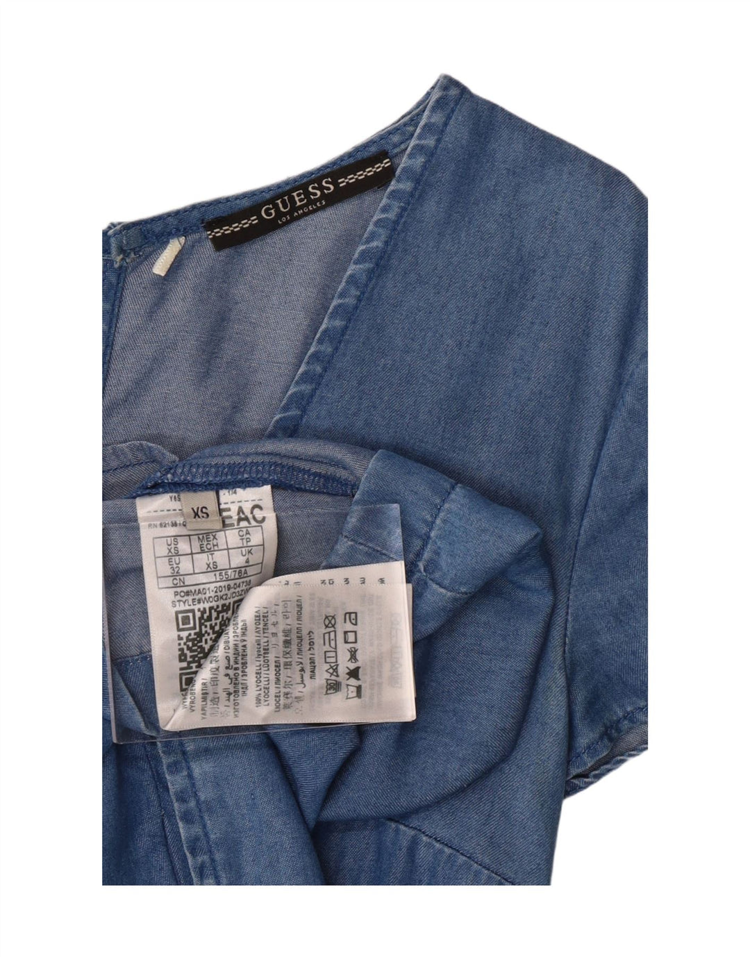 GUESS Womens Denim Playsuit UK 4 XS  Blue Lyocell Vintage Guess and Second-Hand Guess from Messina Hembry 