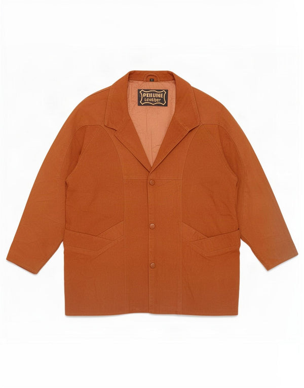 Vintage damski zamszowy płaszcz oversize UK 16, duży, brązowy, skórzany