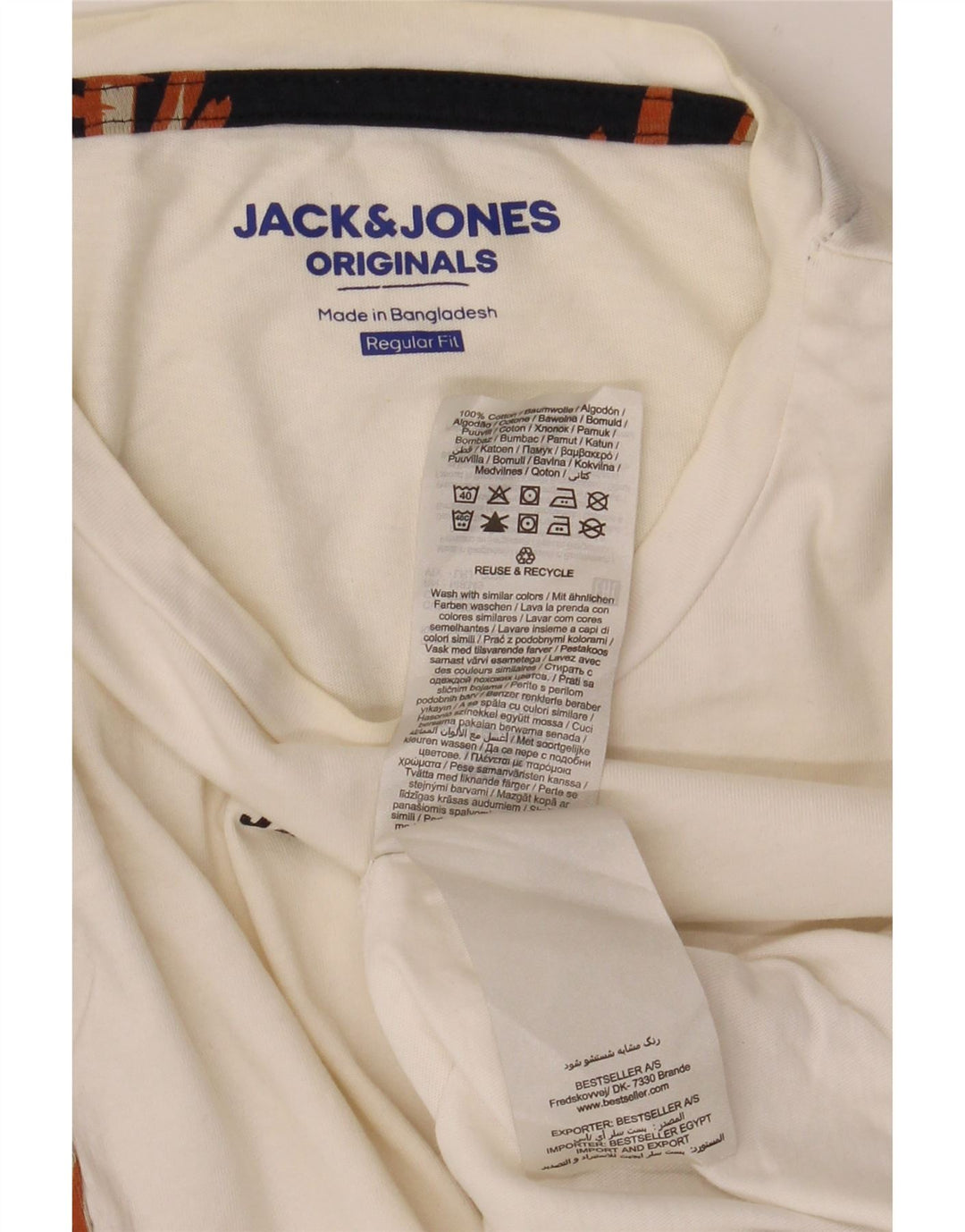 Męski T-shirt z grafiką Jack & Jones o regularnym kroju, średni, biały, kwiatowy
