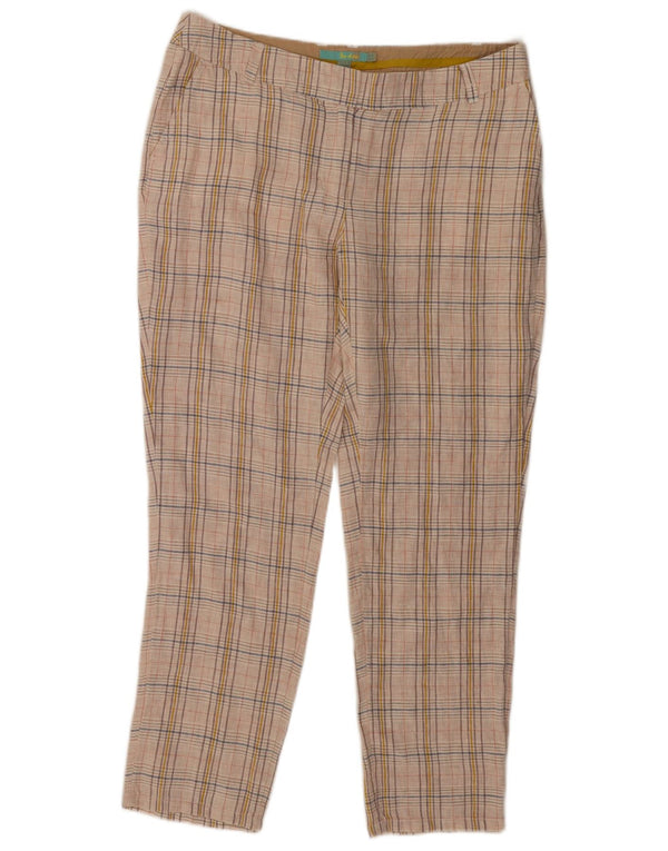 Spodnie damskie Boden Straight Chino UK 14 Large W34 L28 Beżowa lniana krata