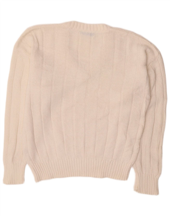 CARRERA Męski sweter z dekoltem w kształcie litery V, mały, biały, bawełniany