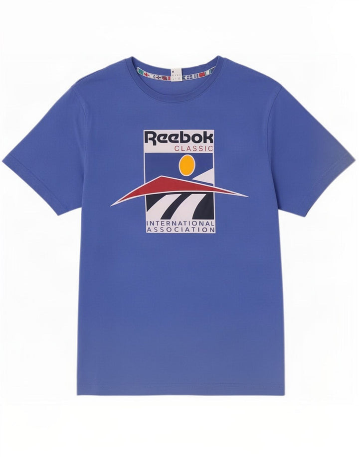 Męska koszulka z grafiką Reebok Top, średnia niebieska, bawełniana