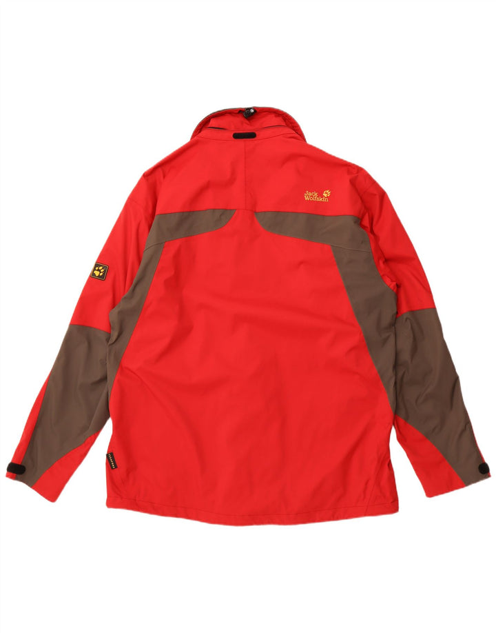 Męska kurtka przeciwdeszczowa JACK WOLFSKIN UK 44/46 XL, czerwony poliamid z blokami kolorów