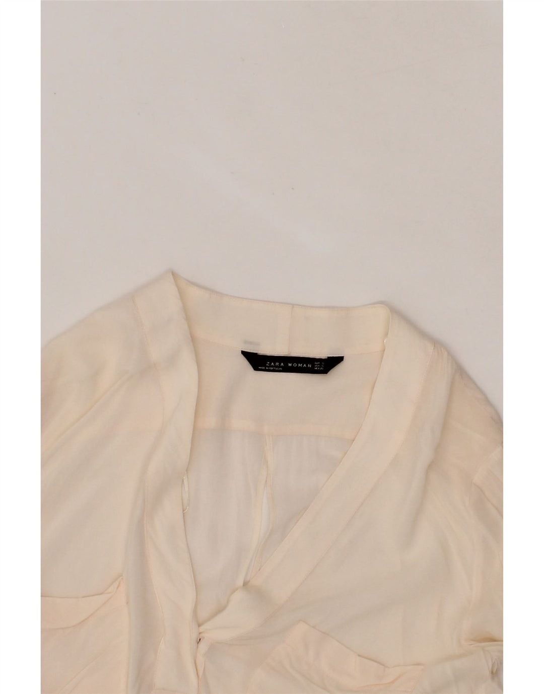 ZARA Womens Long Sleeve Blouse Top UK 10 Small Beige Vintage Zara and Second-Hand Zara from Messina Hembry 