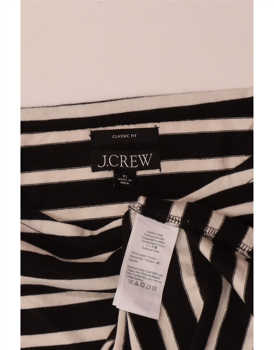 J. CREW Damski top o klasycznym kroju z rękawem 3/4, UK 18 XL, bawełniany w czarne paski