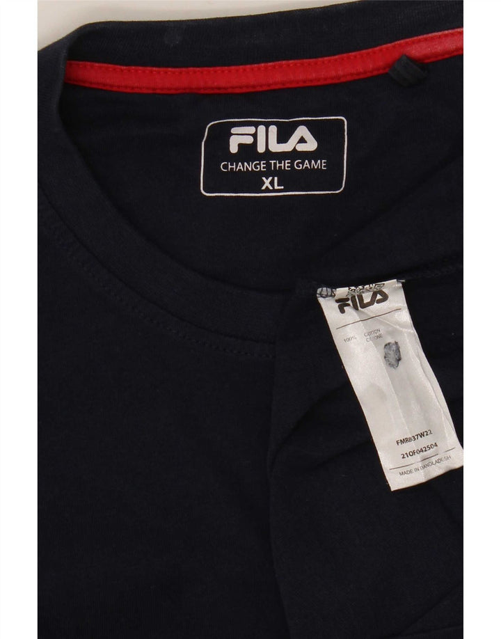 Top męski Fila z długim rękawem XL, granatowy, bawełniany