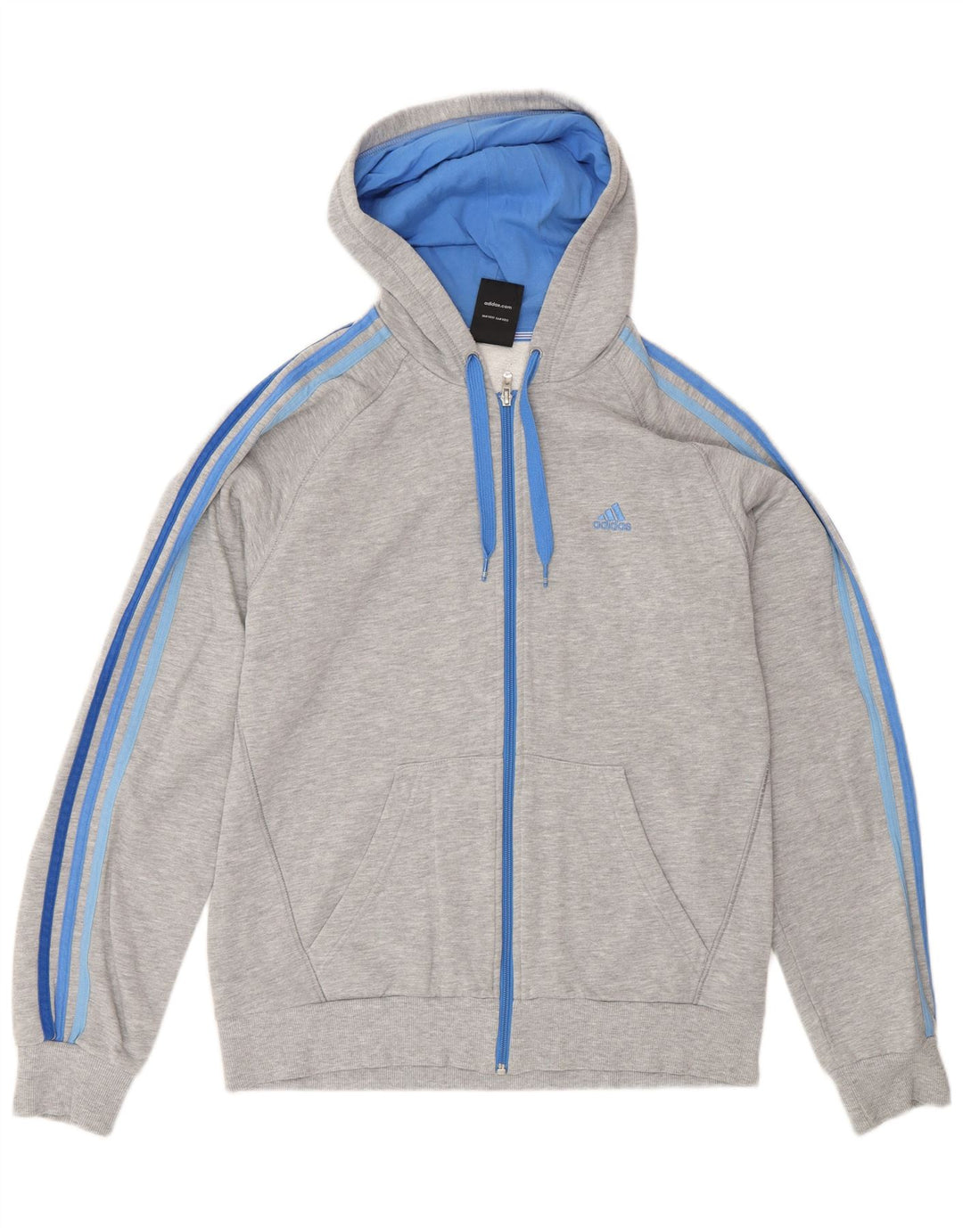 Adidas Męski sweter z kapturem i zamkiem błyskawicznym, średnioszary, bawełniany