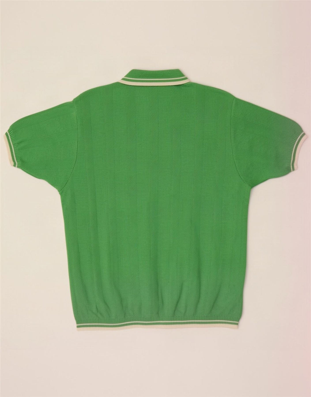 Vintage męski sweter polo z krótkim rękawem, średnio zielony