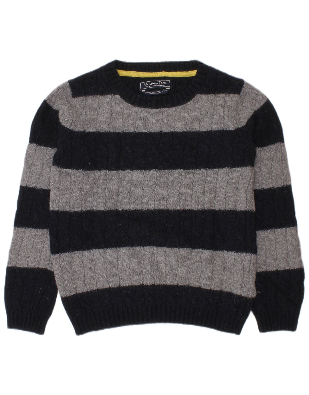 Sweter chłopięcy Massimo Dutti z okrągłym dekoltem, 5-6 lat, granatowy w paski