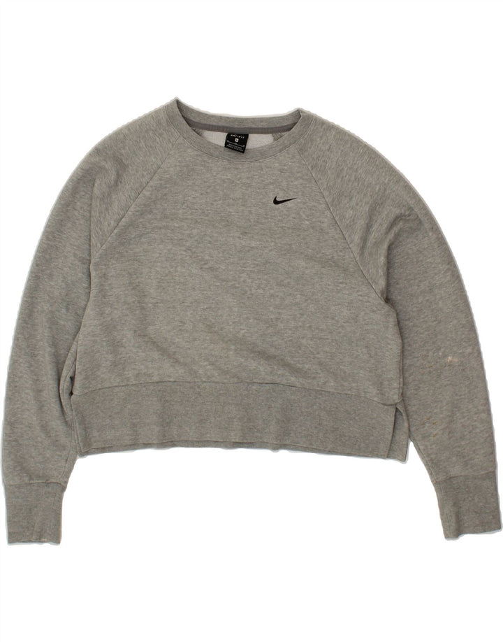 NIKE Womens Crop Sweatshirt Jumper UK 14 Medium Grey Polyester Vintage Nike and Second-Hand Nike from Messina Hembry 