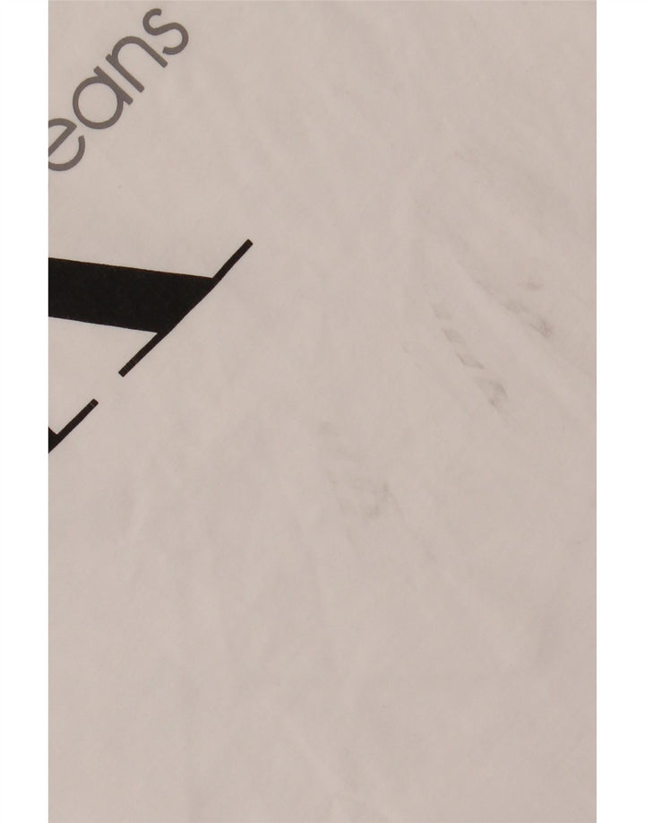 CALVIN KLEIN JEANS Męski T-shirt z grafiką, mały, biały, bawełniany