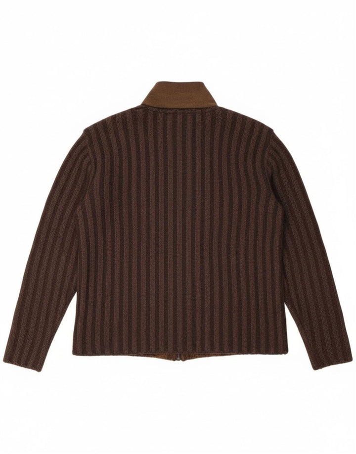 Męski sweter rozpinany w stylu vintage IT 50, bawełna w kolorze średniego brązu