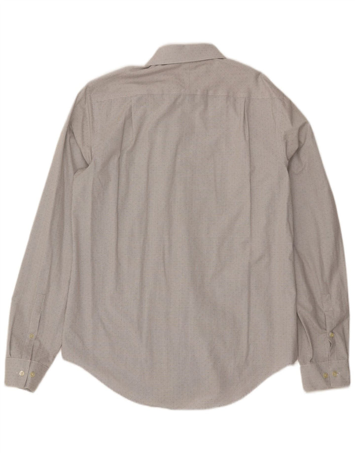 Męska koszula Calvin Klein o dopasowanym kroju, rozmiar 16, duża bawełniana kratka w kolorze złamanej bieli