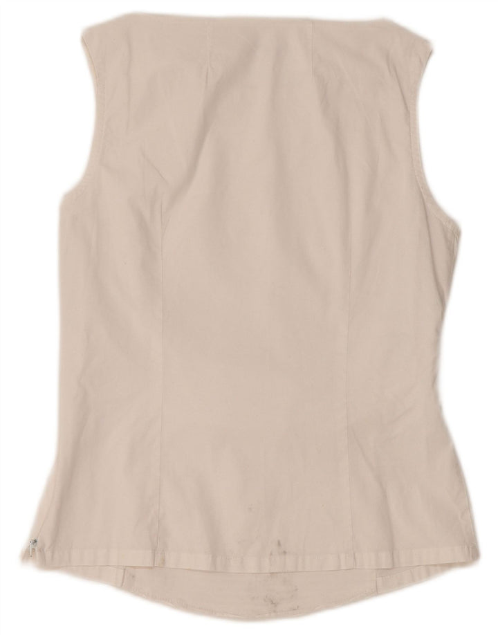 Damska bluzka bez rękawów NARACAMICIE UK 8, mała, biała, bawełniana w prążki