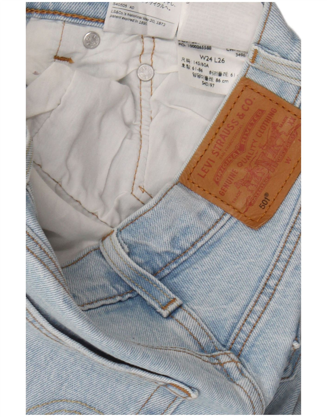 Damskie jeansy LEVI'S 501 Graphic Straight W24 L26 Niebieskie bawełniane