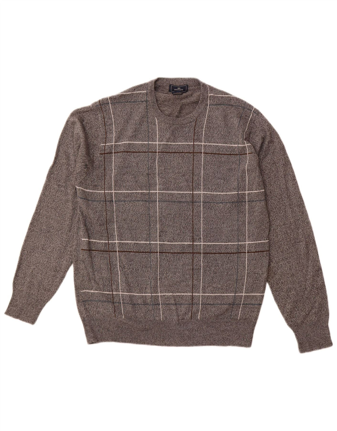 Męski sweter z okrągłym dekoltem DOCKERS, średnioszary, akrylowy w kratkę