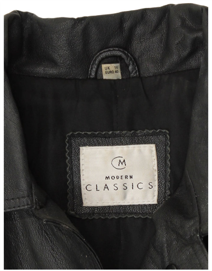 Damska kurtka skórzana o luźnym kroju Modern Classics UK 14, średnia czarna skóra