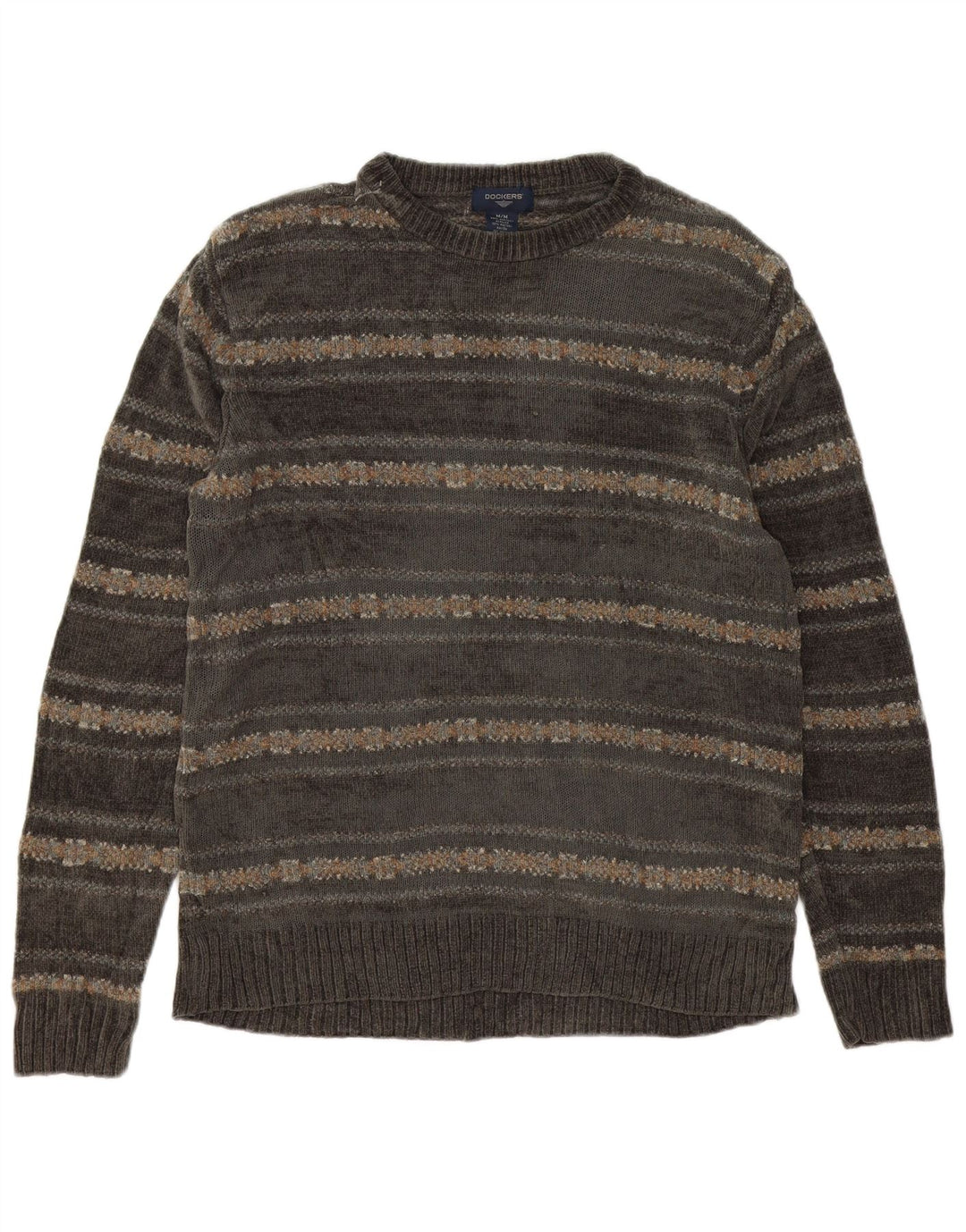 Męski sweter z okrągłym dekoltem Dockers, średnioszary, akryl Fair Isle