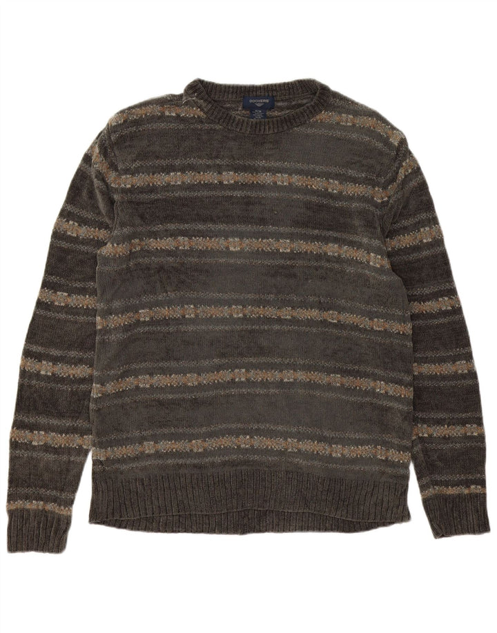 Męski sweter z okrągłym dekoltem Dockers, średnioszary, akryl Fair Isle