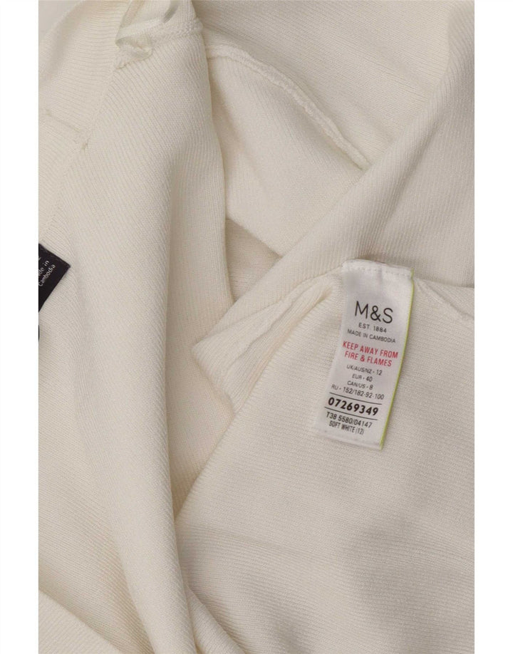 Marks & Spencer Damski sweter rozpinany UK 12 Średnio-biała wiskoza