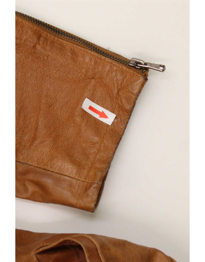 Męska kurtka skórzana w stylu vintage UK 38 Średnia brązowa skóra